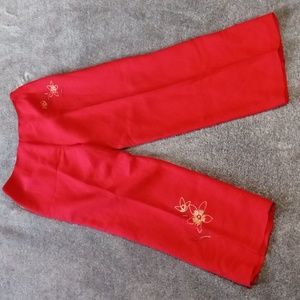 Annie Alexander retro side zip embroidered crop pants